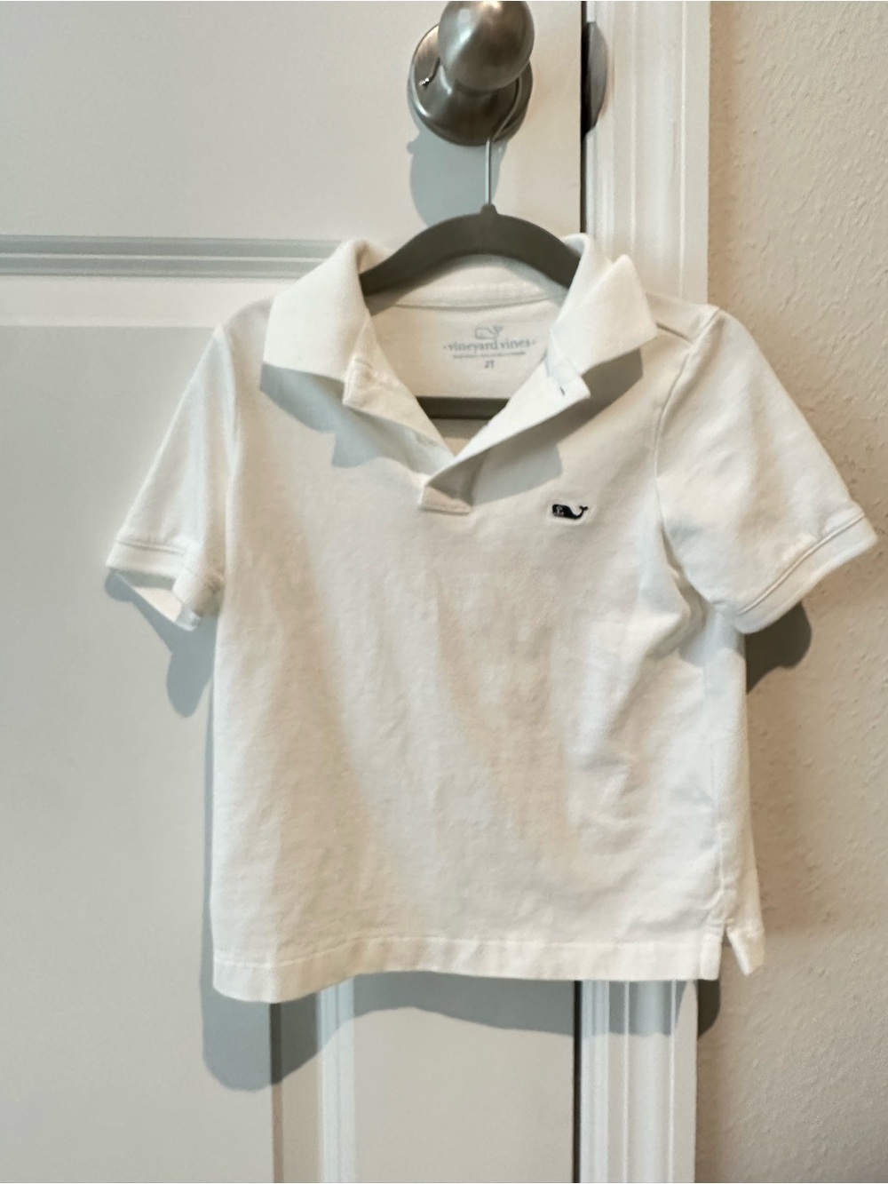 Vineyard Vines Boys White Short Sleeve Polo with Whale Logo